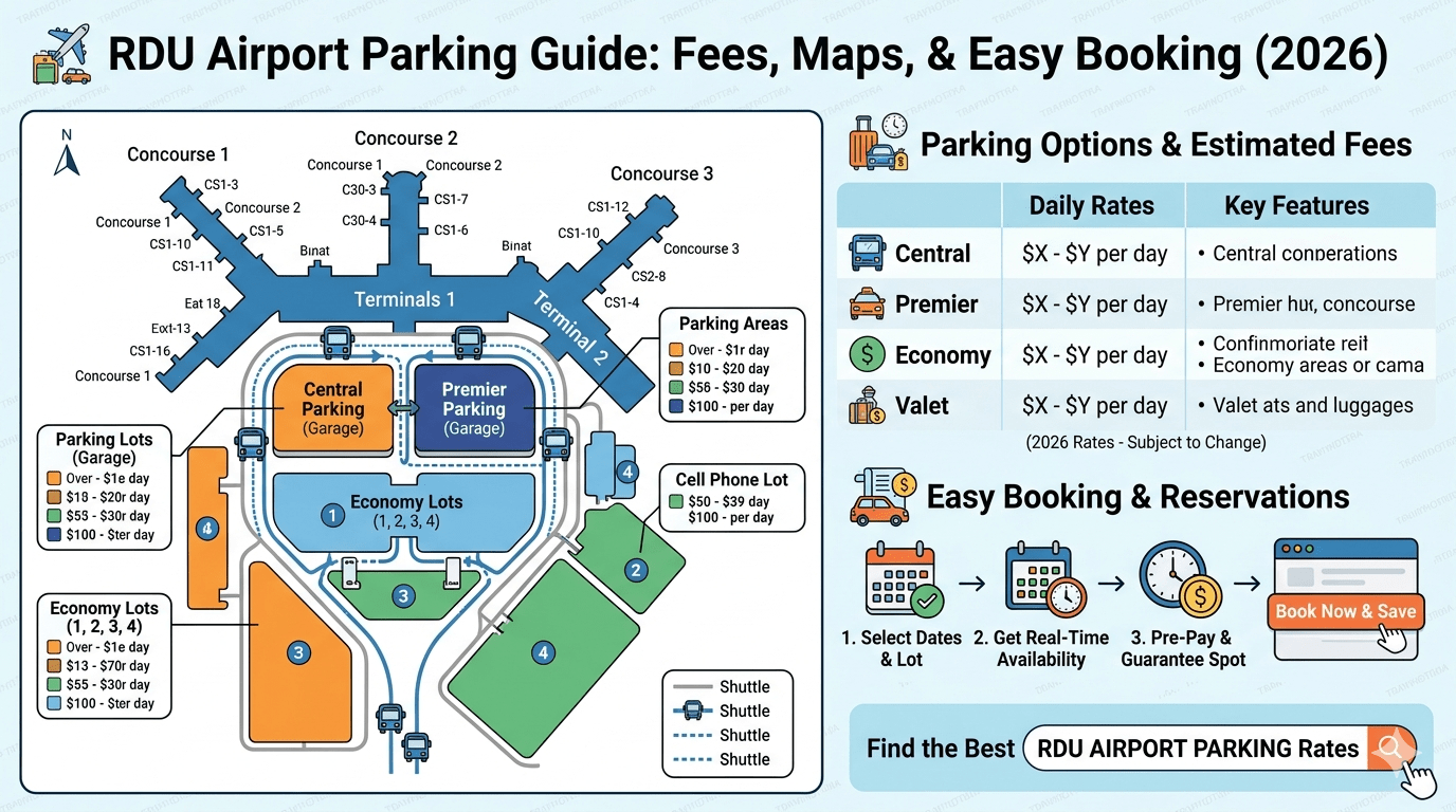 RDU Airport Parking Guide: Fees, Maps, & Easy Booking (2026) 